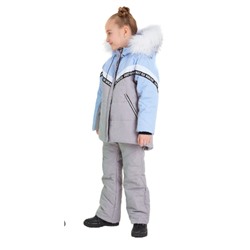 434-22з Куртка (комплект) для девочки "Руми", лаванда/серый меланж