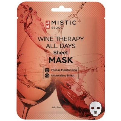 MISTIC WINE THERAPY ALL DAYS Sheet MASK Тканевая маска для лица с экстрактом вина 24мл