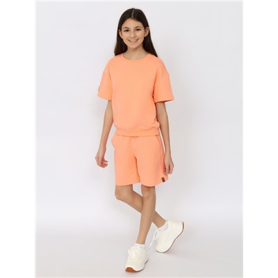 CSJG 90240-47-394 Комплект для девочки (футболка, шорты),персиковый