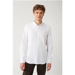 Белая оксфордская рубашка стандартного кроя из 100 % хлопка с воротником на пуговицах