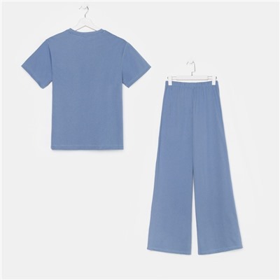 Пижама женская (футболка и брюки) KAFTAN "Basic" размер 40-42, цвет синий