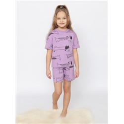 CSKG 50168-45 Пижама для девочки (футболка, шорты),лаванда