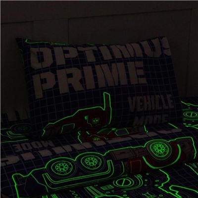 Постельное бельё 1,5 сп Neon Series "Optimus Prime" Transformers 143*215 см, 150*214 см, 50*70 см -1 шт, светится в темноте