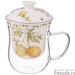 Кружка стеклянная с ситом lefard Прованс лимоны 500 мл  арт. 104-841