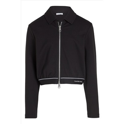 Calvin Klein Logo Tape Zip Black Jacket