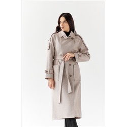 Пальто женское демисезонное 25799 (коричневый/ёлочка)