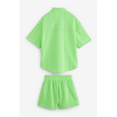 Textured Shirt And Shorts Set (3-16yrs)