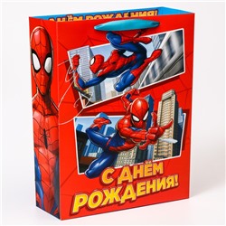 Пакет подарочный "С Днем рождения" 31х40х11.5 см, упаковка, Человек-паук