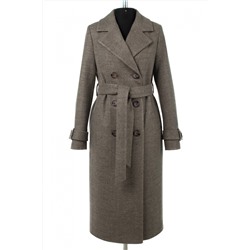 01-10995 Пальто женское демисезонное (пояс) валяная шерсть серо-бежевый