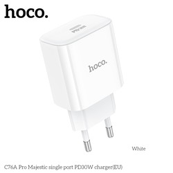 Сетевой адаптер Hoco C76A Pro Majestic single port PD30W charger - White