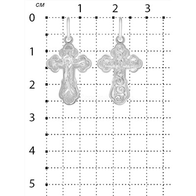 Крест православный из серебра родированный - Спаси и сохрани 2,6 см 925 пробы К3-291р