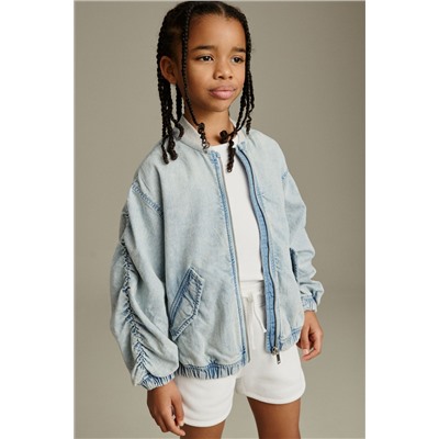 Denim Bleach Wash Bomber Jacket (3-16yrs)