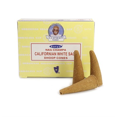 Благовония конусы Satya Californian White Sage dhoop cones уп-12шт Калифорнийский Белый Шалфей