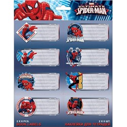 Наклейки для тетрадей Spiderman 77 x 39 мм 2 листа по 8 шт