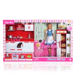 *DEFA Lucy Набор "Умелая хозяйка" (в комплекте кукла, кухня, микр. печь с подсветкой, аксессуары)