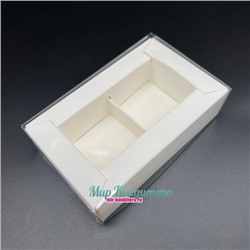 Коробка для конфет 2шт с пластиковой крышкой Белая 115х70х30