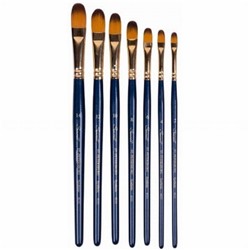Кисть синтетика овальная двухцветная №4 (6,5 мм) Сонет , короткая синяя ручка 46152 (411104)