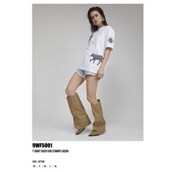 9WF5001  T SHIRT OVER CON STAMPA SACRA