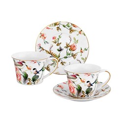 Чайн. пара 4 пр. 270 мл 12,5*9,5*7 см "Певчие птички" NEW BONE CHINA