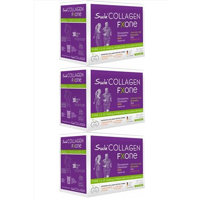 3шт Suda Collagen в воде с яблоком 13 г X 30 дней (тип 1-2-3 содержит 10 000 мг коллагена)