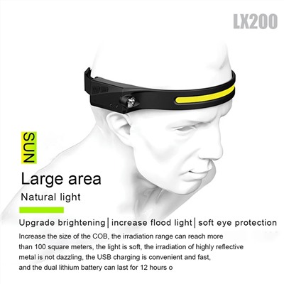 Cветодиодный налобный фонарь LX200 Induction Headlamp USB