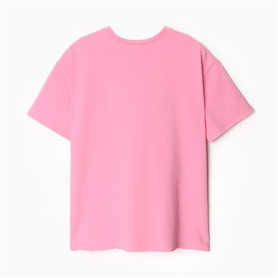 Футболка женская  MINAKU OVERSIZE FIT: SPORTY & STYLISH цвет светло-розовый, р-р 48