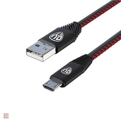 Кабель для зарядки Премиум Micro USB, 1м, 2А, кожаная оплётка, черный