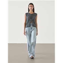 Jeans tiro alto wide leg full length