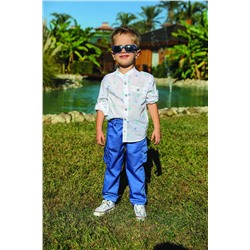 Рубашка для мальчика 9 месяцев и возраста с магнитным воротником и синим принтом TYC00694109145