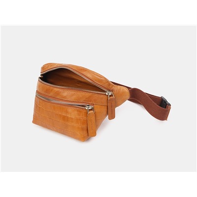 Охровая кожаная женская поясная сумка из натуральной кожи «KB0015 Ohra Croco»