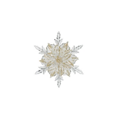 Снежинка 3D двусторонняя бело-золотая 10х3х12 см