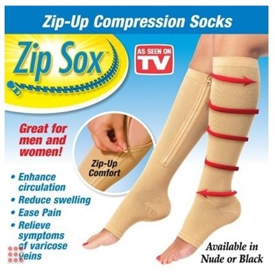 Гольфы компрессионные на молнии от варикоза ZIP SOX, ЧЕРНЫЕ