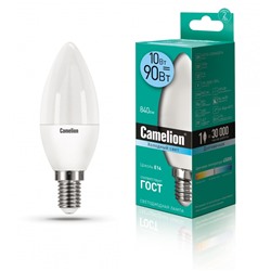 Нарушена упаковка.   Светодиодная лампа E14 10W 4500К (белый) C35 Camelion  (13561) LED10-C35/845/E14