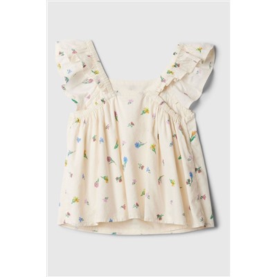 Gap Floral Print Flutter Sleeve Square Neck Top (Newborn-5yrs)