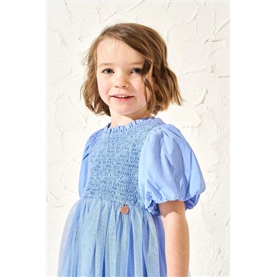 Angel & Rocket Lyra Blue Shirred Tutu Dress