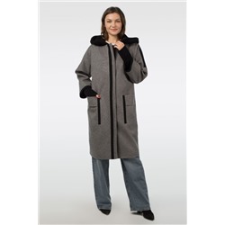 01-10801 Пальто женское демисезонное Микроворса серо-черный