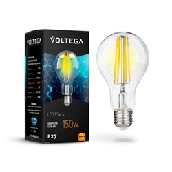 Нарушена упаковка.   Филаментная светодиодная лампа E27 15W 2800К (теплый) Crystal Voltega  7104