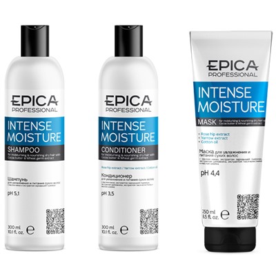 Epica Набор Intense Moisture (шампунь 300мл + кондиционер 300мл + маска 250мл)