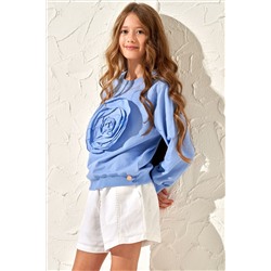 Angel & Rocket Blue Flora Corsage Sweatshirt