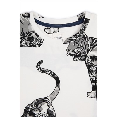 Chelsea Peers Organic Cotton Lotus Tiger Print Short Pyjama Set