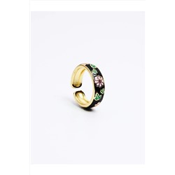 Стильное кольцо с фигуркой коричневого цветка