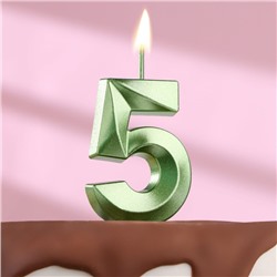 Свеча в торт на шпажке «‎Грань», цифра "5", изумруд, 5 см