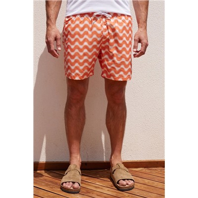 Мужской белый оранжевый стандартный крой, быстросохнущий купальник с рисунком, шорты для плавания