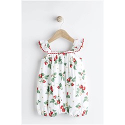 Red/White Strawberry Woven Baby Romper (0mths-2yrs)