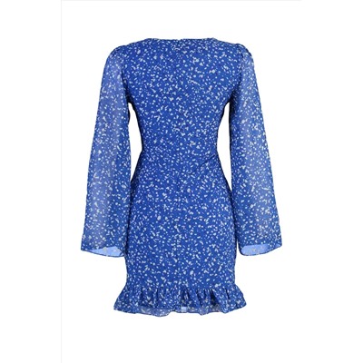 Синее мини-платье из шифона с цветочным принтом, ограниченное издание TWOAW23EL01456