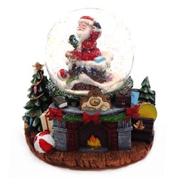 Фигурка в стекл. шаре с музыкой, эффектом вьюги и подсвет."Санта", D 10 см, L15 W13,5 H15 см