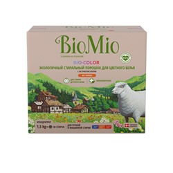 Экологичный стиральный порошок для цветного белья с экстрактом хлопка без запаха BioMio, 1.5 кг