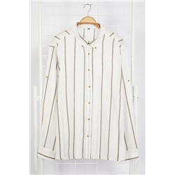 Рубашка в тонкую полоску цвета хаки с воротником на пуговицах и обычным воротником FTI TMNSS24AX00013
