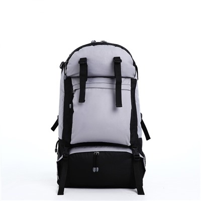 Рюкзак туристический, Taif, 65 л, отдел на молнии, 3 наружных кармана, цвет чёрный/зелёный/серый