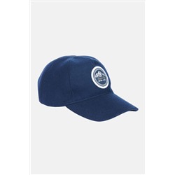 Шерстяная спортивная шапка темно-синего цвета с вышивкой спереди